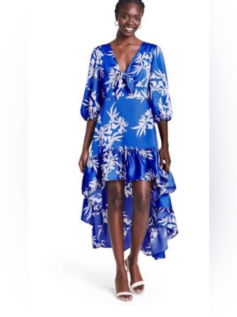 Alexis x Target Royal Blue Floral High Low Ruffle Dress Sz 3X
